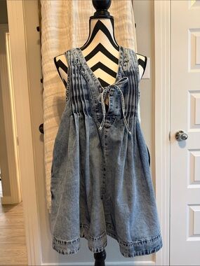 Denim Tie-Front romper- Light Blue